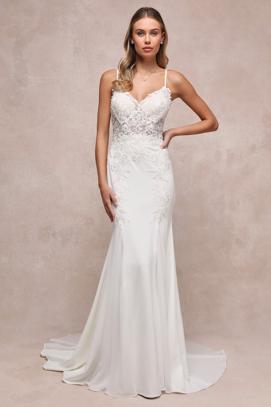 Vision of Romance White Sheer Mesh Embroidered Sequin Maxi Dress 1