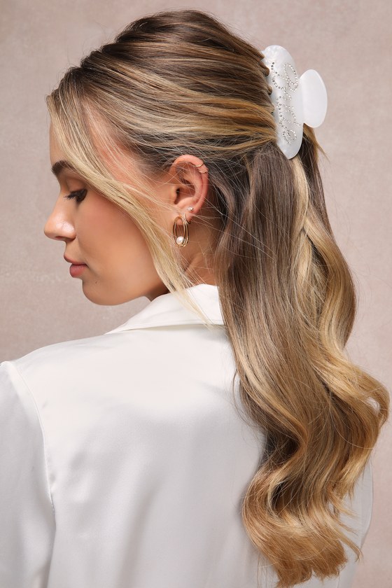 White Rhinestone Claw Clip - Bride Claw Clip - Bride Hair Clip - Lulus
