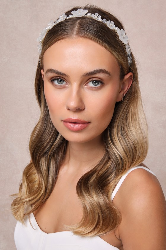 White Beaded Headband - Pearl Headband - Flower Beaded Headband - Lulus