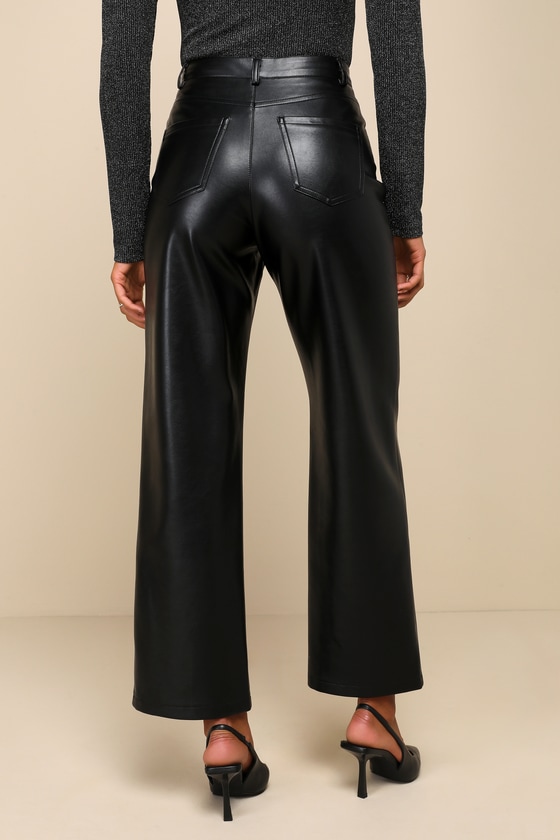 【WELLBEING EXPRESS】★人気 Washed Vegan Leather Pants Washed Vegan Leather Pants Black - WELLBEING EXPRESS