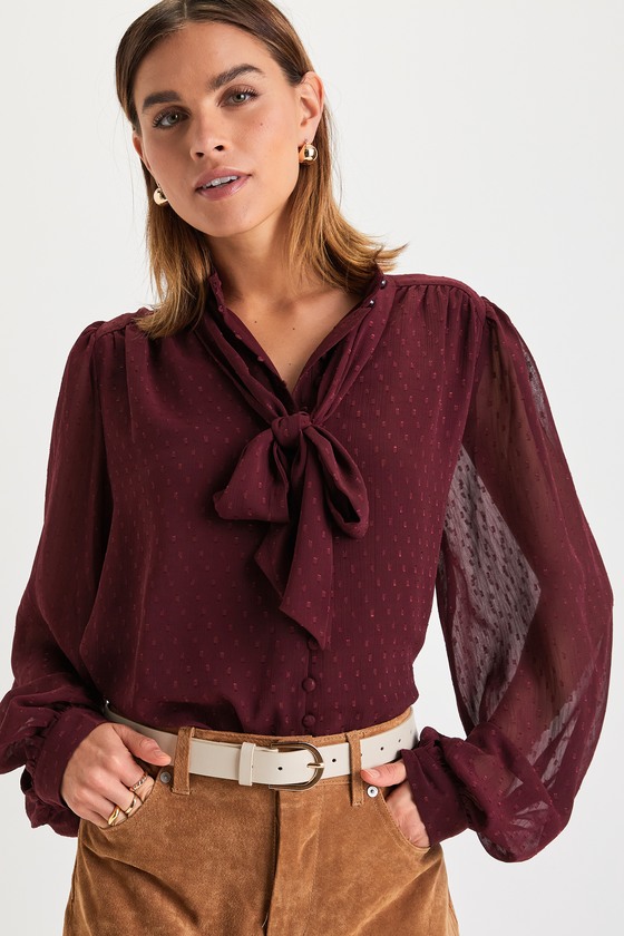 Amazon.com: Sweejim Fashion Bow-Tie Solid Chiffon Blouses