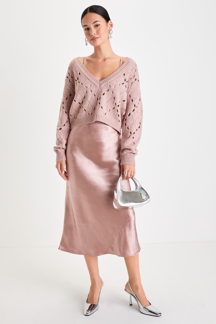 Mauve Sweater & Dress Set - Two-Piece Set - Layered Dress Set - Lulus