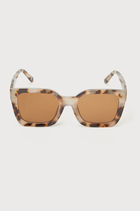 Abstraction Grey Tortoise Oversized Square Sunglasses 1