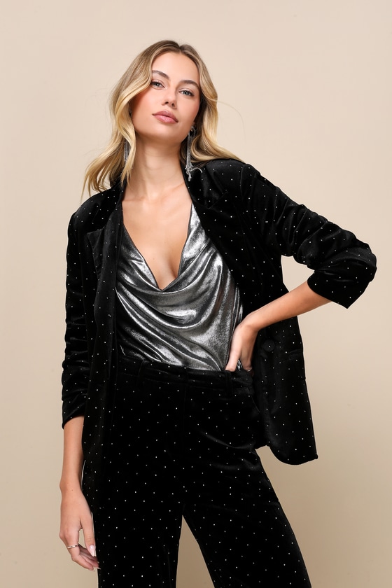 Black Velvet Blazer - Studded Blazer - Holiday Blazer - Lulus