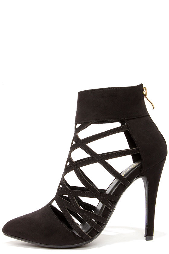 caged booties low heel