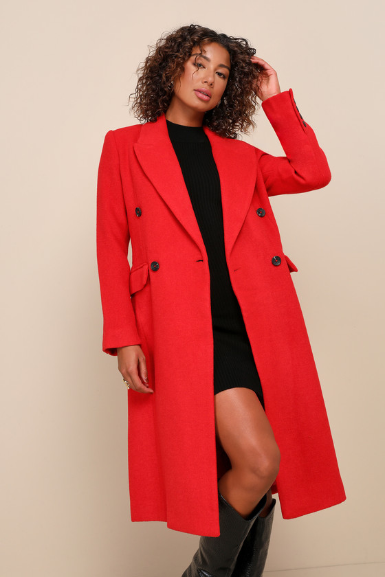 Favorite Fall Red Double Breasted Wool Coat 1