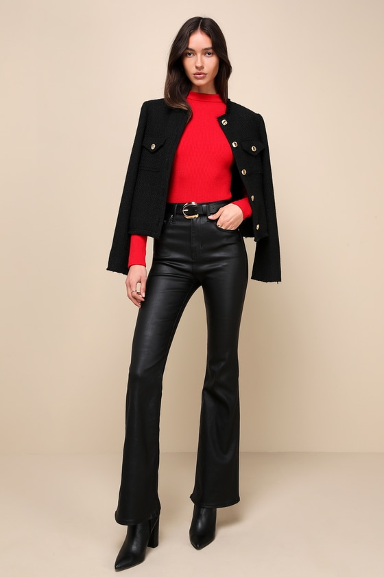 Seize the Season Red Ribbed Mock Neck Long Sleeve Top 2