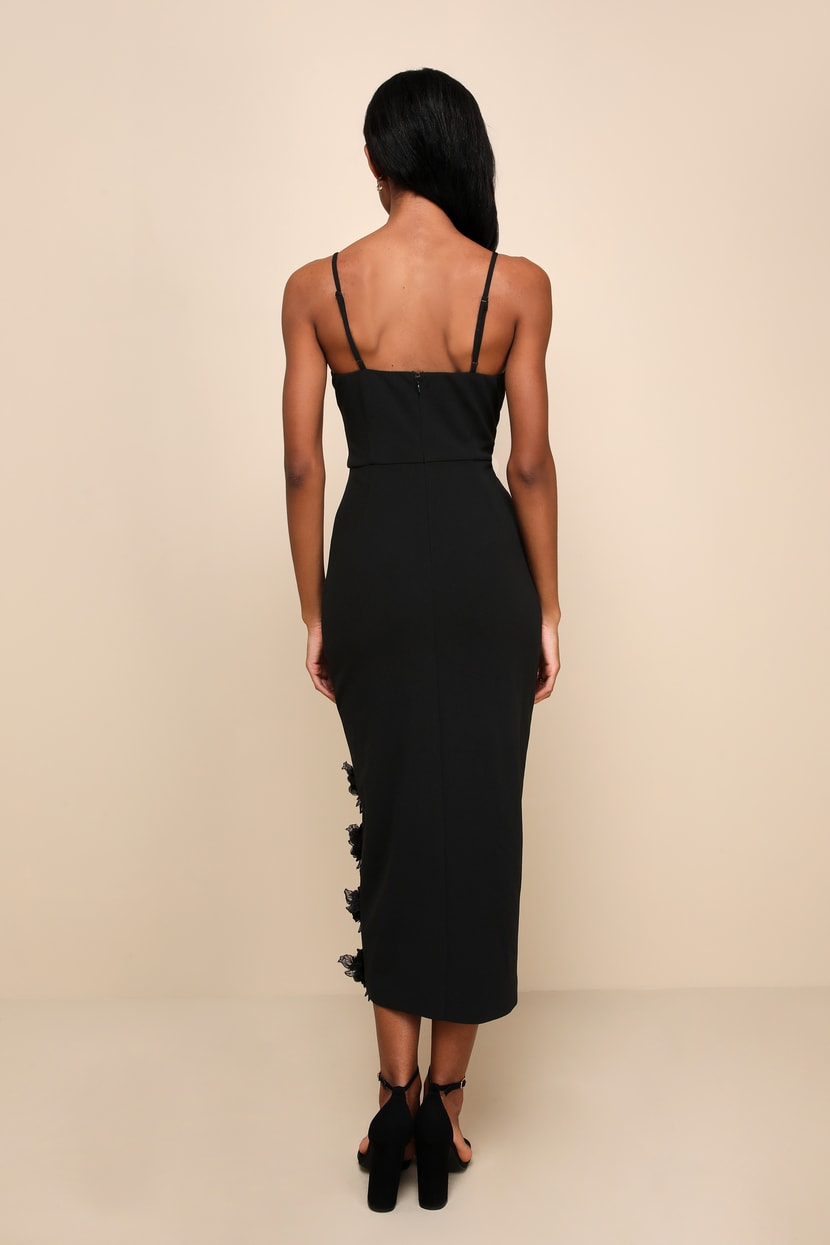 knee length dresses for ladies Avani 3D Floral Applique Midi Dress main image 1
