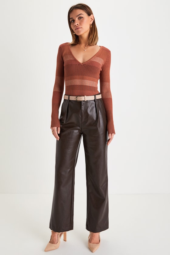 Brown Multi Striped Sweater - Ribbed Knit Sweater - Tight Sweater - Lulus