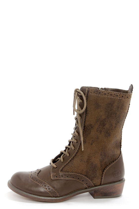 taupe lace up combat boots