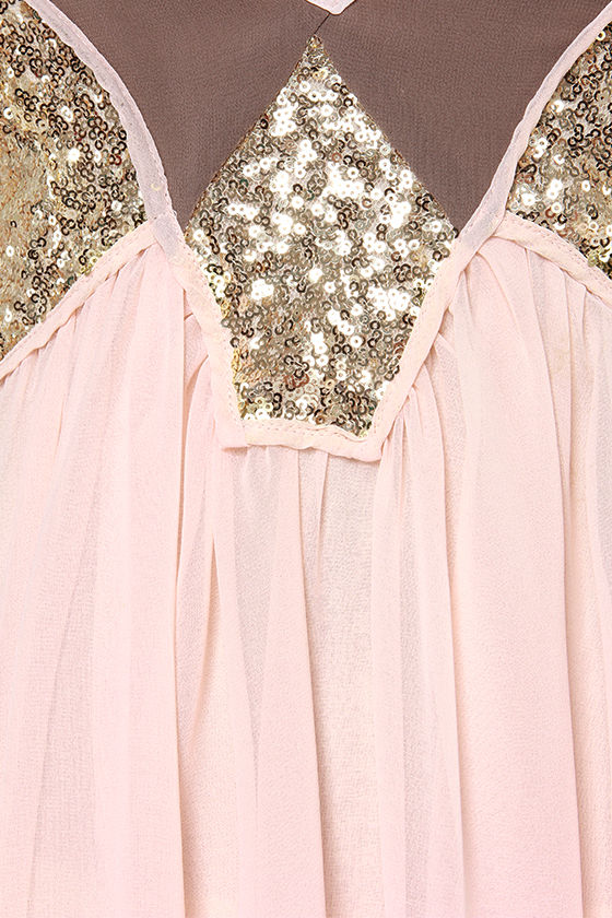Kirralee Asymmetric Halterneck Sequin Maxi Dress Butter main image 1