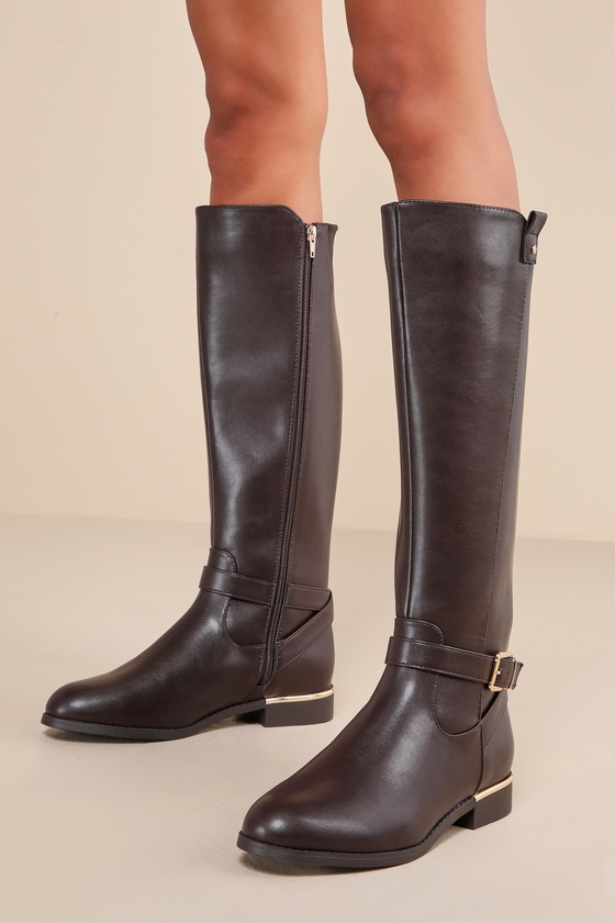 Baruna Dark Brown Buckle Knee-High Boots 1