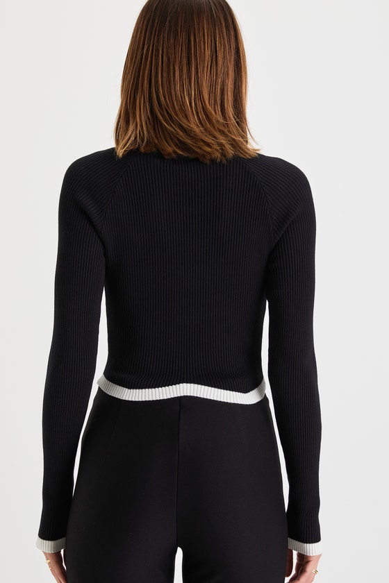 Black and White Cropped Sweater - Turtleneck Sweater - Sweater - Lulus