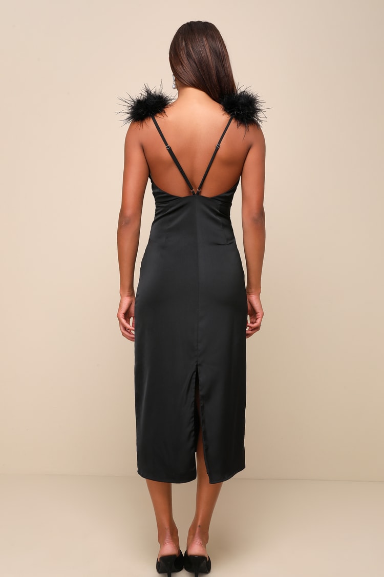 low back satin midi dress Exquisitely Chic Olive Green Satin Backless Slip Midi Dress