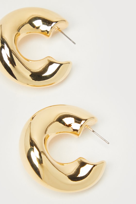 Gorgeous Effect Gold Chunky Hoop Earrings 4