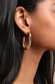 Style in Simplicity Gold Oval Hoop Earrings