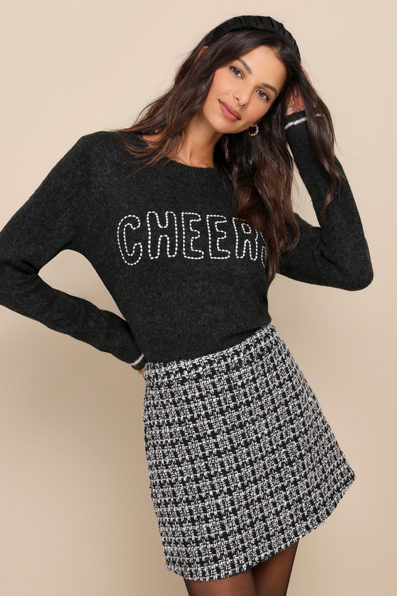 Z Supply Cheers - Black Embroidered Sweater - Pullover Sweater - Lulus