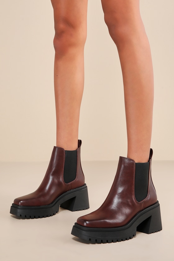 Triumph Chocolate Lug Sole Ankle Boots 1