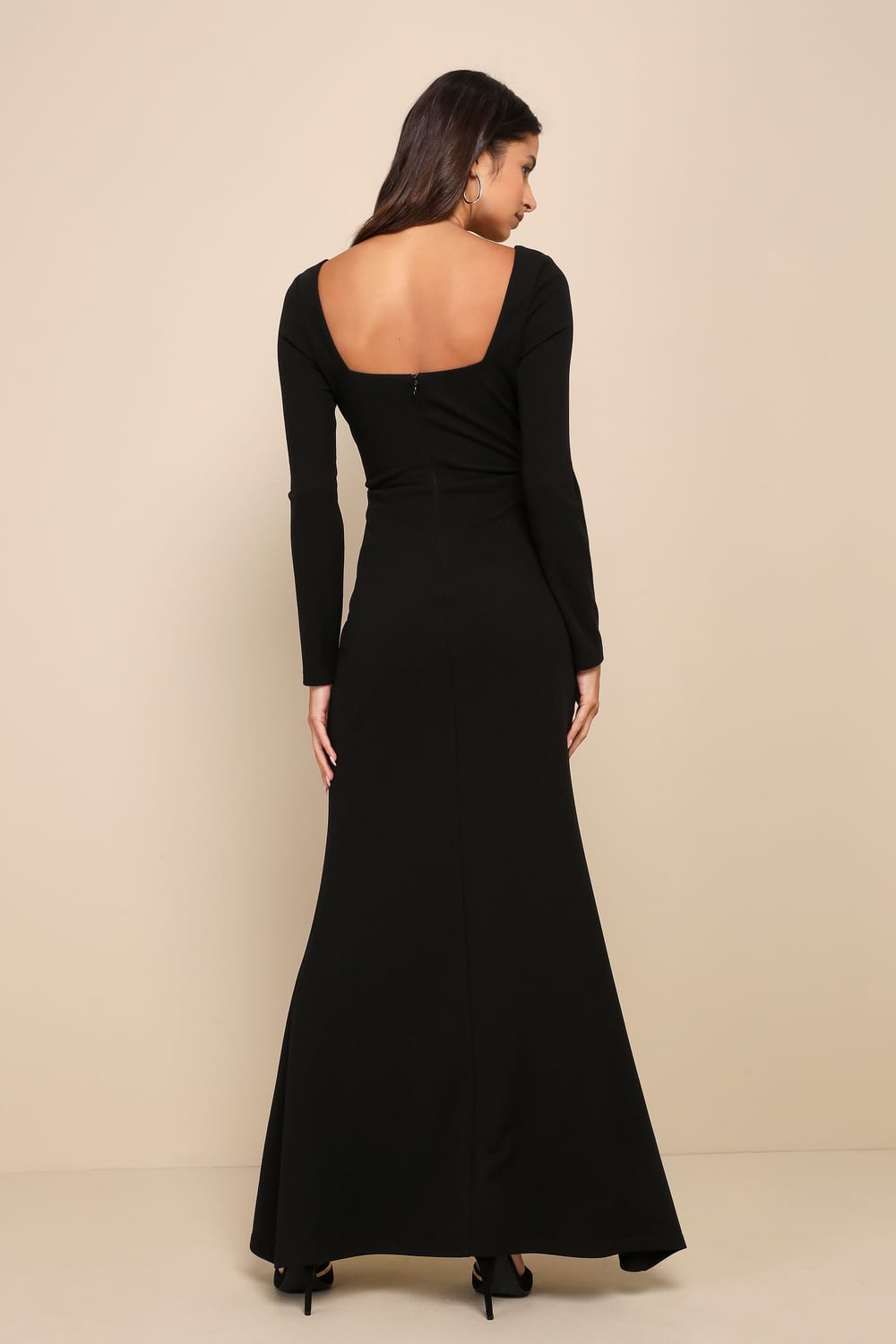 Infinitely Elegant Black Long Sleeve Maxi Dress