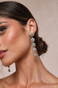 Made to Glow Silver Rhinestone Drop Earrings 2