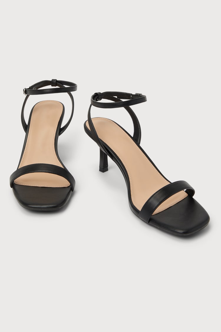 Ensley Black Kitten Heel Ankle Strap Sandals
