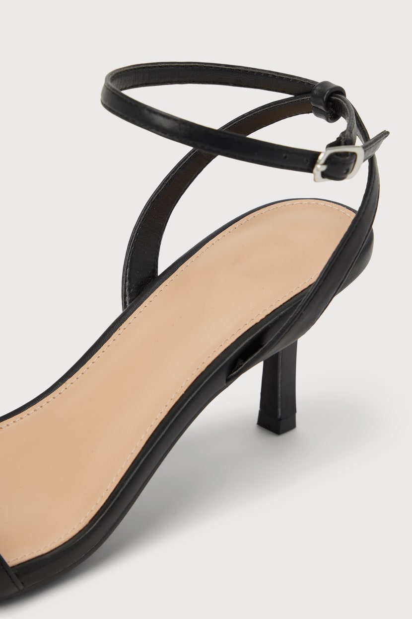 Ensley Black Kitten Heel Ankle Strap Sandals
