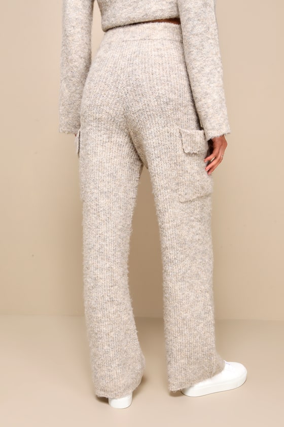 Signature Sunday Heather Beige Knit Sweater Pants 3