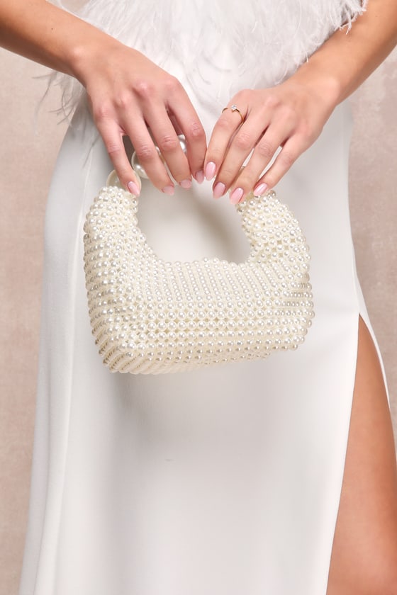 Lulus Upgraded Glam White Pearl Handbag
