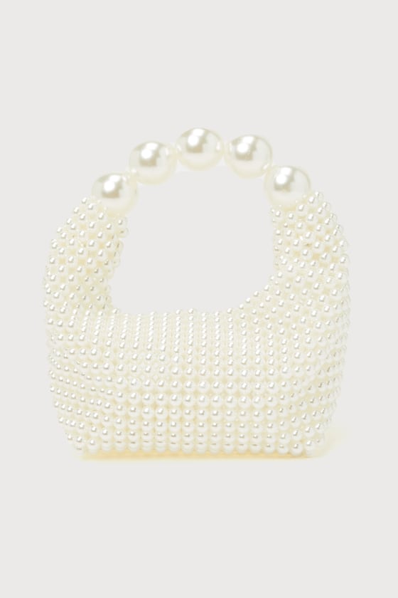White Pearl Bag - Handbag - Faux Peal Bag - Novelty Bag - Purse