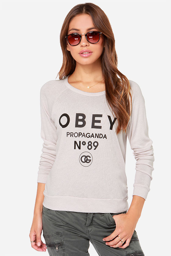 Obey 89 Sweater - Light Beige Sweater - Raglan Sweater - $46.00 - Lulus