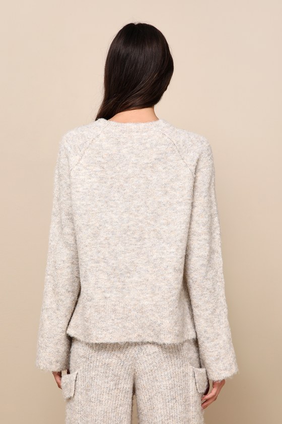 Heather Beige Sweater - Raglan Sleeve Sweater - Pullover Sweater - Image 2