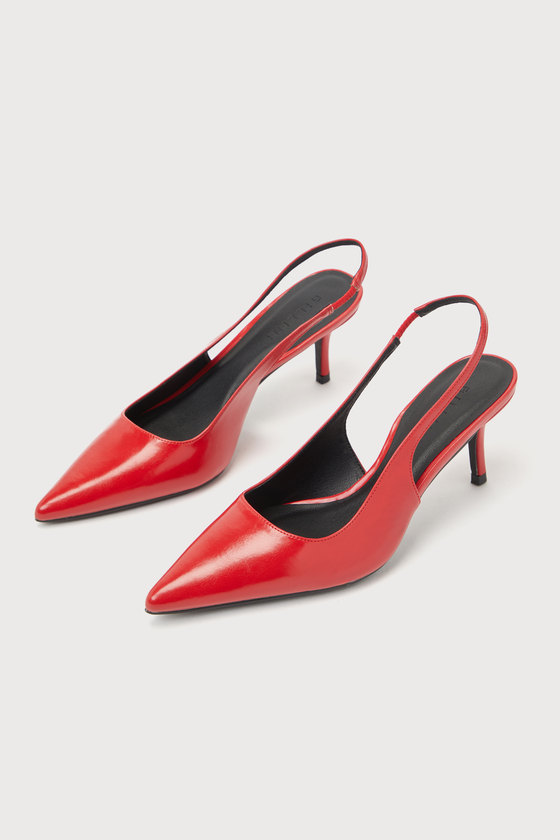 Billini Diane Crimson Pointed-toe Slingback Pumps In Red