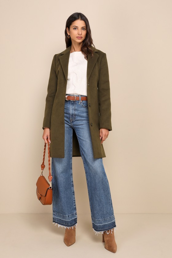 Green Long Coat - Button-Front Coat - Belted Long Coat - Coat - Lulus