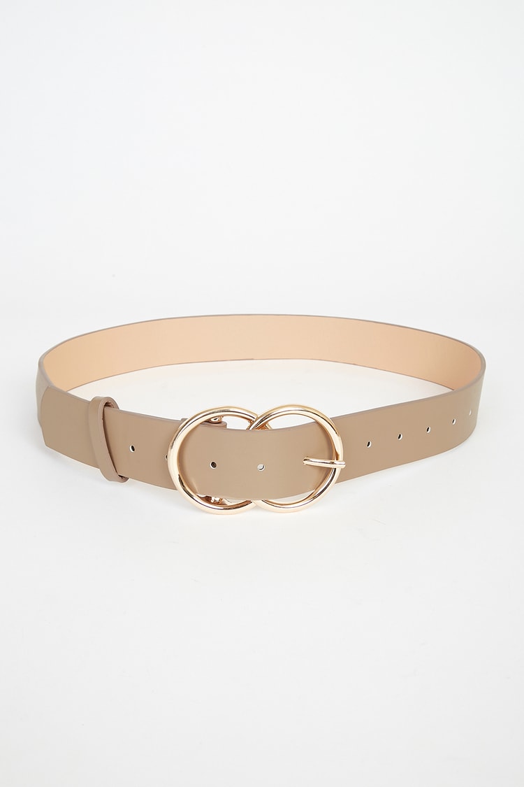 Double O-Ring Belt - Taupe O-Ring Belt - Double Buckle Belt  display picture 2