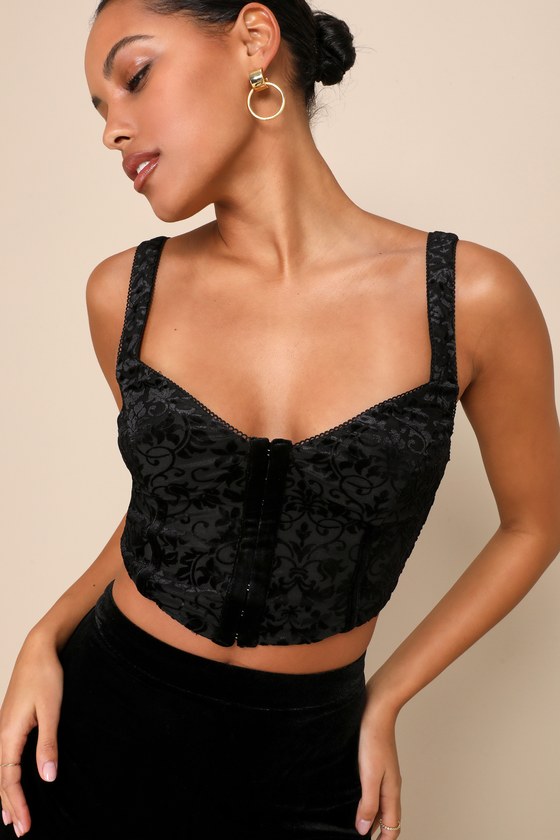 Black Two-Piece Jumpsuit - Bustier Jumpsuit - Velvet Jumpsuit - Lulus