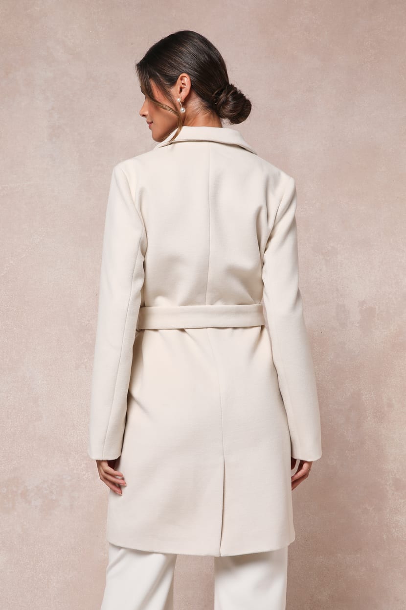 Harriet Ivory Button-Front Belted Coat