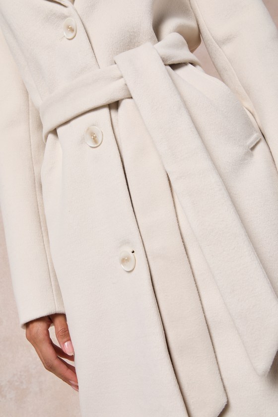 Harriet Ivory Button-Front Belted Coat - thumbnail 4