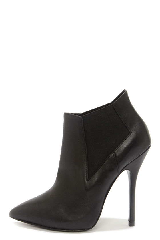 Sexy Black Heels - Leather Booties - High Heel Booties - $149.00