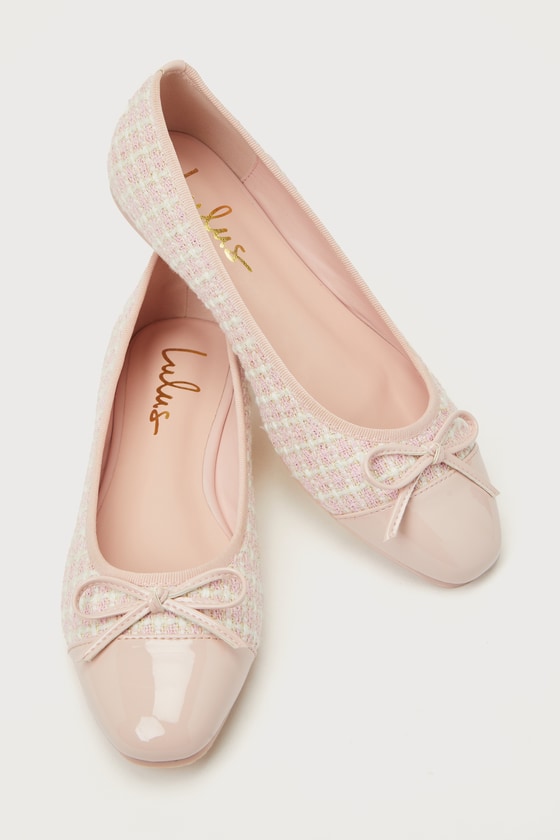 Marinna Pink Boucle Bow Ballet Flats 3