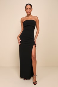 Classy Consideration Black Strapless Maxi Dress 2