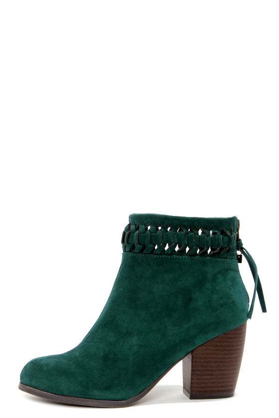 teal suede booties