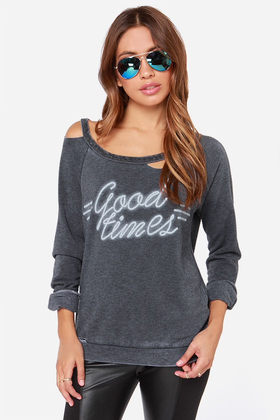Chaser Good Times Sweater Grey Sweater Distressed Sweater 79.00