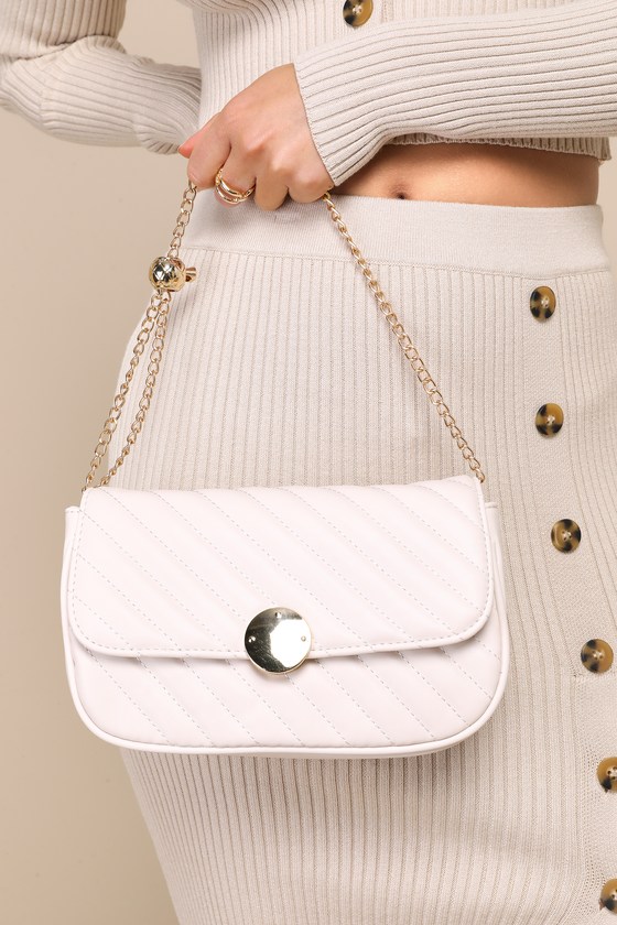 Lulus Luxe Inspiration Ivory Quilted Crossbody Bag