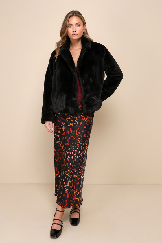 Seasonal Poise Black Faux Fur Collared Jacket 2