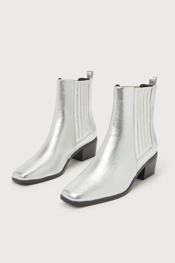 silver ankle booties