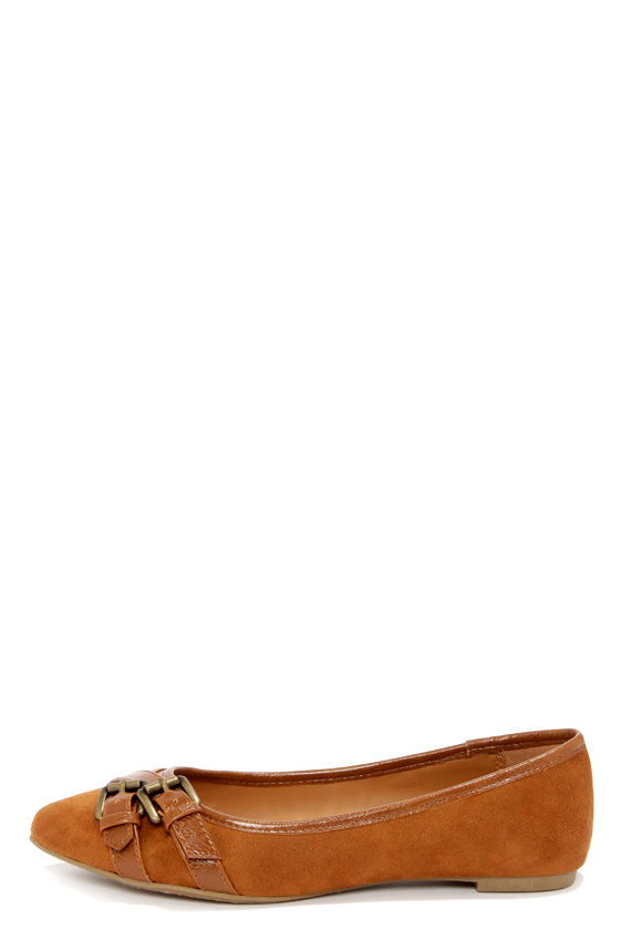 brown pointed ballet flats