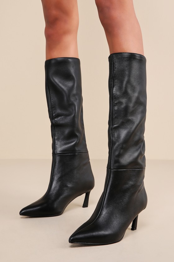 Steve Madden Lavan - Black Leather Boots - Knee-High Boots - Lulus