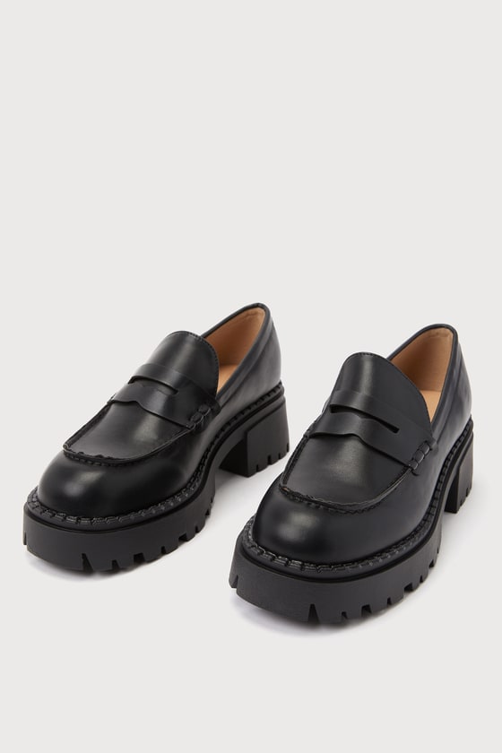 その他 haruhiua Chic Black Loafers - Platform Loafers - Chunky Loafers - Lulus