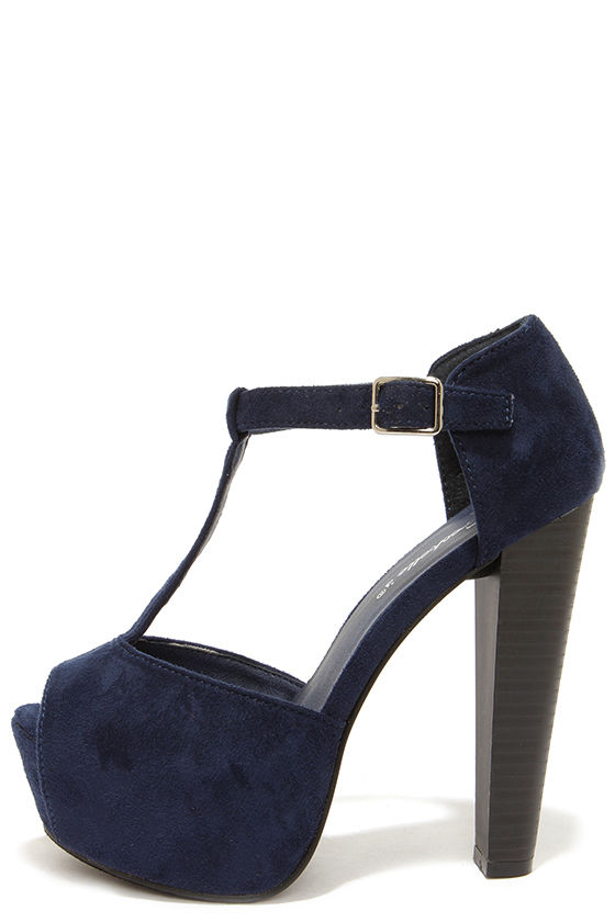 navy blue platform heels