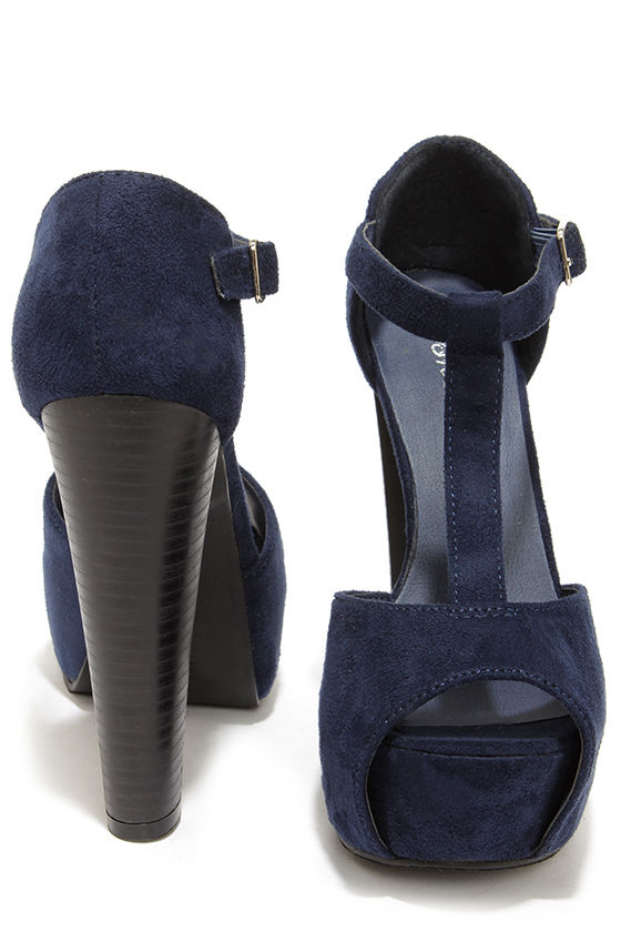 navy blue platform heels